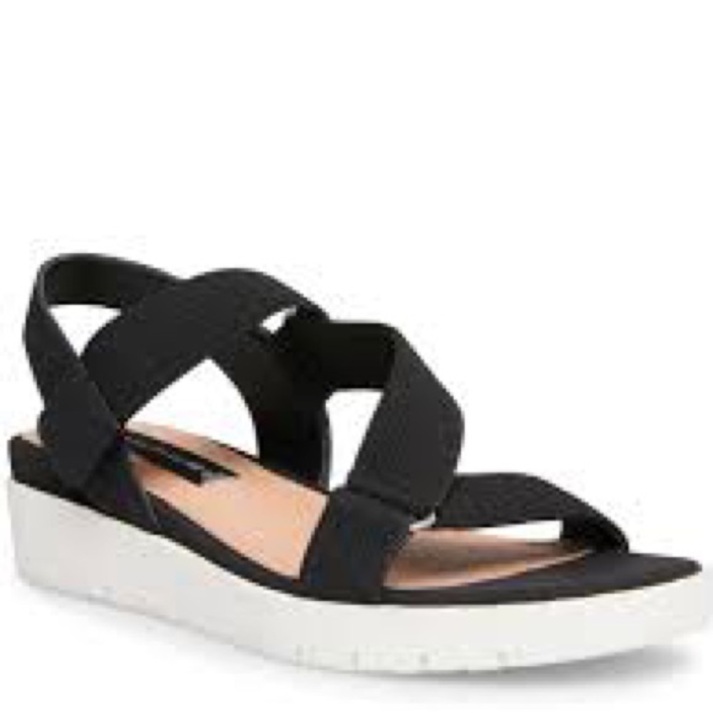 Women’s Steven by Steven Madden Gitty Wedge Black Sandals Size 8.5 US!